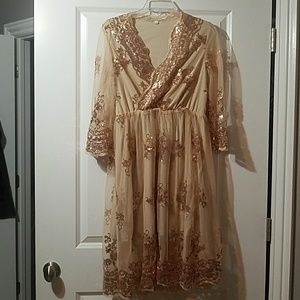 Champagne and gold sequined dress